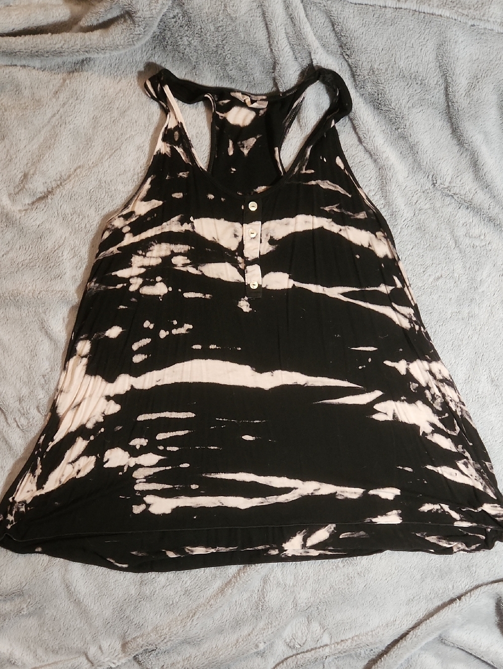 Sleeveless Tie-Dye Racerback Tank Top - Black & White
